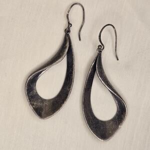 Vintage Sterling Silver Tear Drop Twist Dangle Earrings